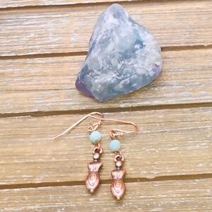 Amazonite and Copper Goddess Earrings